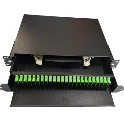 o remendo frente e verso da fibra do cerco da montagem em rack da fibra ótica do SC Simplex/LC do porto de 1U 19&quot; 24 Painel-descarrega