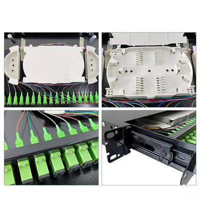 o remendo frente e verso da fibra do cerco da montagem em rack da fibra ótica do SC Simplex/LC do porto de 1U 19&quot; 24 Painel-descarrega