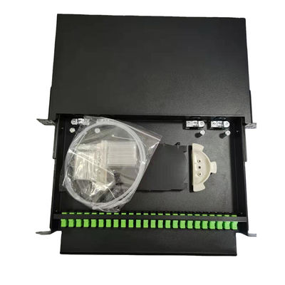 o remendo frente e verso da fibra do cerco da montagem em rack da fibra ótica do SC Simplex/LC do porto de 1U 19&quot; 24 Painel-descarrega