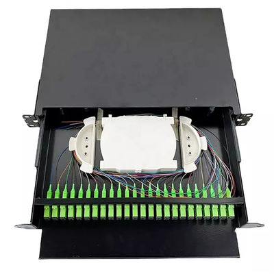 o remendo frente e verso da fibra do cerco da montagem em rack da fibra ótica do SC Simplex/LC do porto de 1U 19&quot; 24 Painel-descarrega