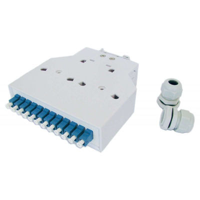 Palavra simples plástica dos adaptadores Lc/Upc da caixa de terminal 12 da fibra ótica da montagem do trilho do ruído do Abs
