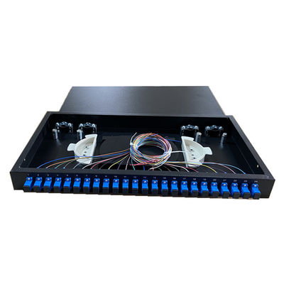 Painel de remendo fixo adaptador simples do SC do porto ODF de 1U da fibra ótica da montagem em rack 19" 24