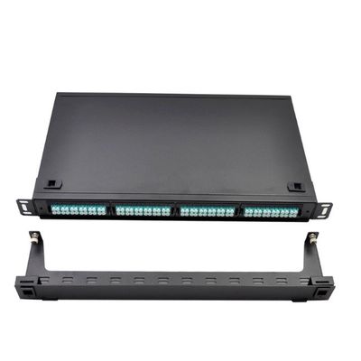 módulo 96F MPO da gaveta de 1U MTP ao preto da montagem em rack do painel de remendo do LC