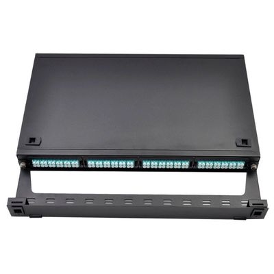 módulo 96F MPO da gaveta de 1U MTP ao preto da montagem em rack do painel de remendo do LC
