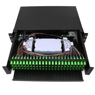 19 painel de remendo de fibra do núcleo do cerco ODF 72 da montagem em rack da polegada 2U que desliza o tipo