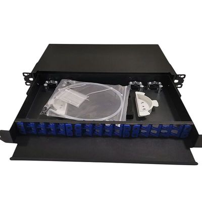 19" 24 núcleos internos portuários da montagem em rack 1U ODF 24 do painel de remendo da fibra ótica