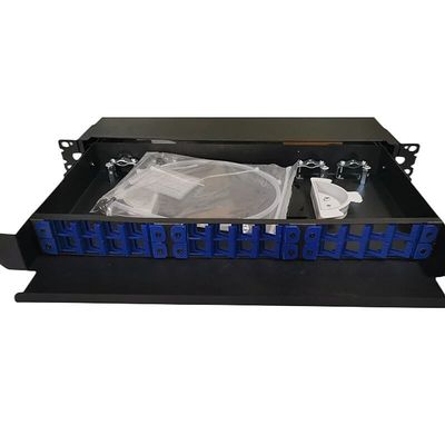 19" 24 núcleos internos portuários da montagem em rack 1U ODF 24 do painel de remendo da fibra ótica