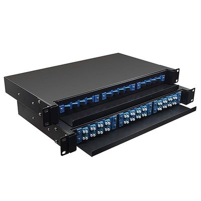 19" 24 núcleos internos portuários da montagem em rack 1U ODF 24 do painel de remendo da fibra ótica