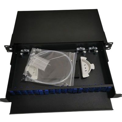 19" 24 núcleos internos portuários da montagem em rack 1U ODF 24 do painel de remendo da fibra ótica