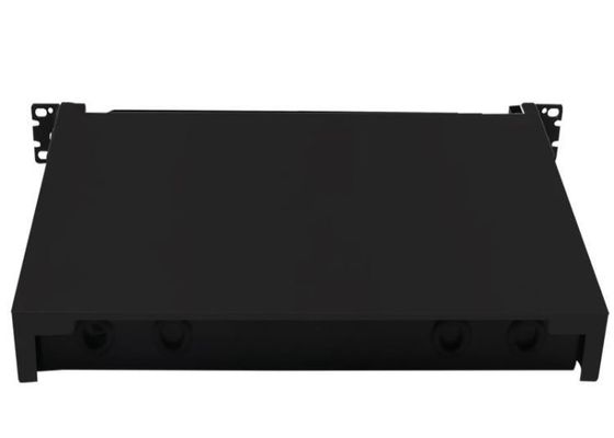 Painel de remendo preto ODF da caixa FC da terminação da fibra da montagem em rack 24Core