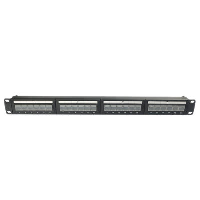 painel de remendo Unshielded RJ45 trapezoide da peça fundamental 1U 24 portuária DustProof