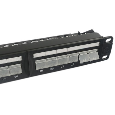 painel de remendo Unshielded RJ45 trapezoide da peça fundamental 1U 24 portuária DustProof