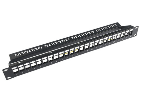 Porto 1U C5/C5E trapezoides C6 do painel de remendo 24 da rede RJ45 com barra de Mangement