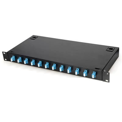 Caixa frente e verso da terminação do acoplador FTTH do LC do painel de remendo 12 da montagem em rack do metal