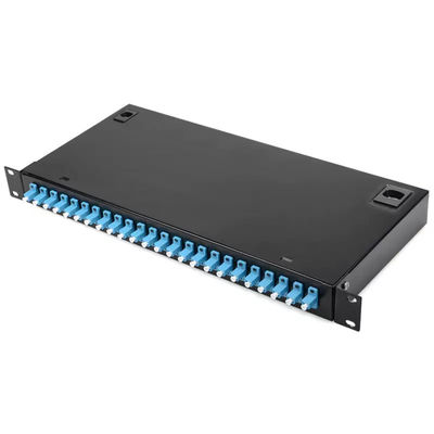 Acoplador frente e verso do LC da caixa Rackmount 24 da terminação do metal FTTH Wallmount do painel de remendo