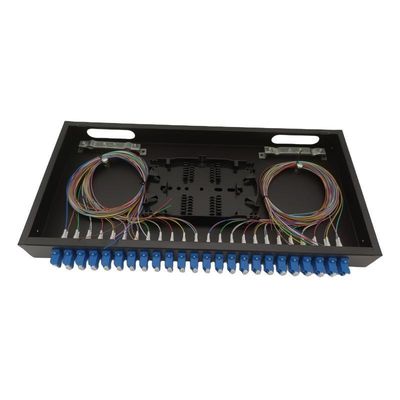FTTH ODF Wall Mount 48 Fibras Fibra Óptica Patch Panel Com Acoplador Dúplex LC Pigtails