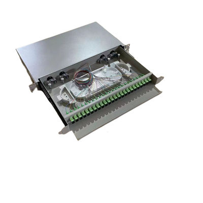 Tipo preto painel de 24-48 Slding de remendo da fibra ótica da montagem em rack para a expedição de cabogramas da rede