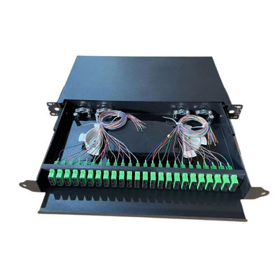 Painel de remendo ótico da fibra ótica de 19 gavetas da montagem em rack do preto da polegada para a expedição de cabogramas da rede