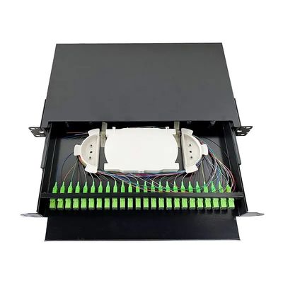 Painel de remendo ótico da fibra ótica de 19 gavetas da montagem em rack do preto da polegada para a expedição de cabogramas da rede