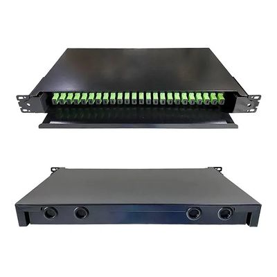 Painel de remendo ótico da fibra ótica de 19 gavetas da montagem em rack do preto da polegada para a expedição de cabogramas da rede