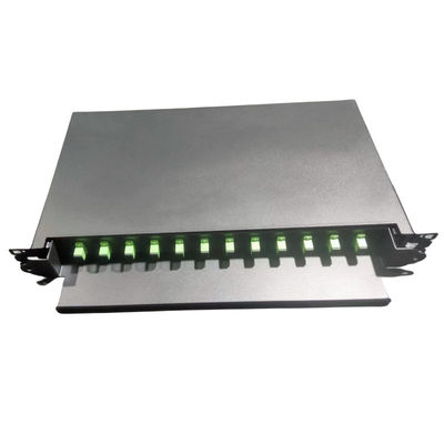 19 polegadas Sliding Fiber Patch Panel 12 Port FC APC Simplex Adaptador Solução de Rede