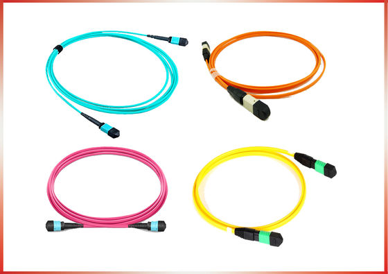 MPO-MPO Feminino 12 Fibras Baixa Perda 0,35dB Tipo A B Plenum (OFNP) OS2 9/125 Cable de tronco de modo único, amarelo